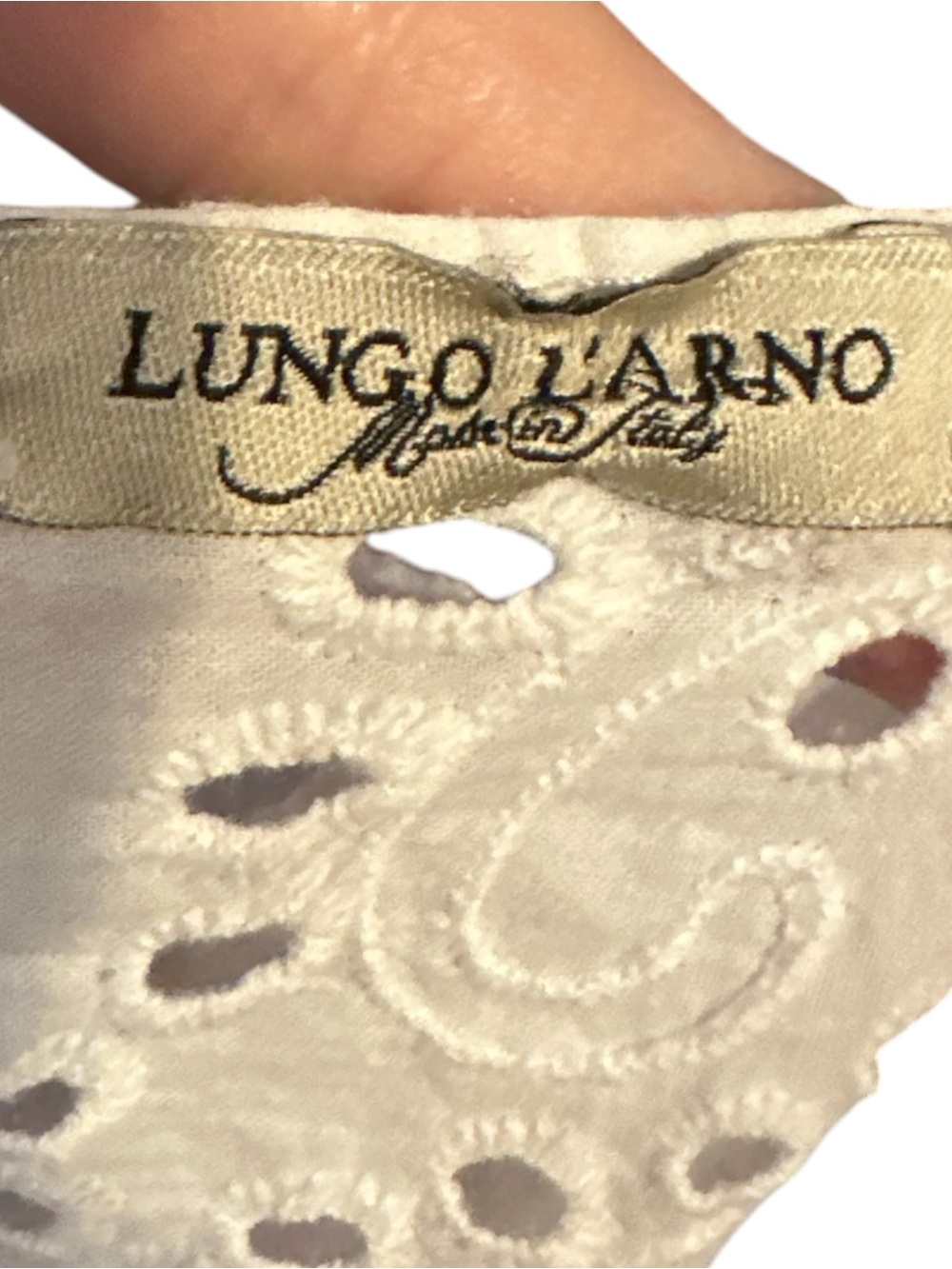 Lungo L’Arno Made in Italy White Eyelet Cotton Dress Women’s Size M - Picture 10 of 13